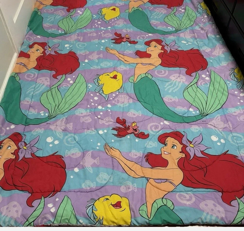 Vintage 1989 Disney The Little Mermaid double sided Comforter Bedding